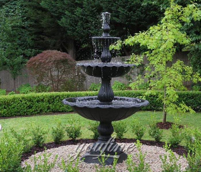Outdoor black marble garden tiered water fountains for sale- Large outdoor water fountain