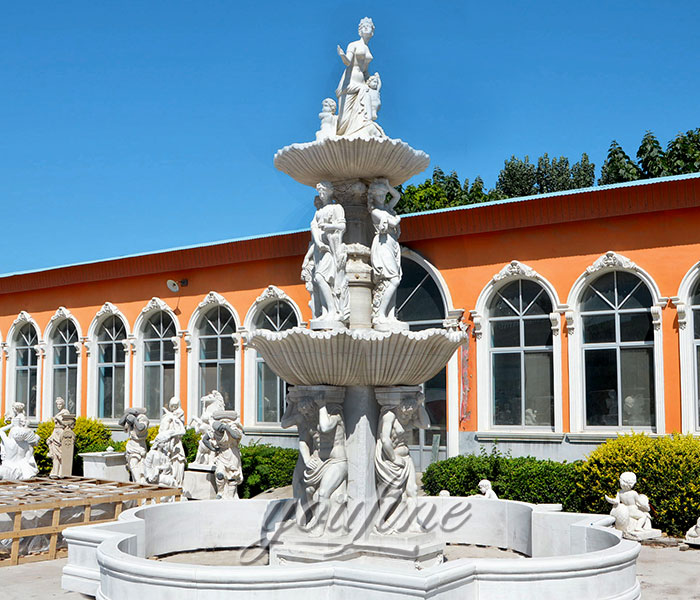 Factory price Large outdoor white marble statuary water fountains with figures for sale