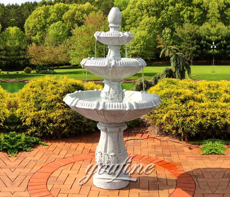 Outdoor carved white marble three tiers small water fountains for sale