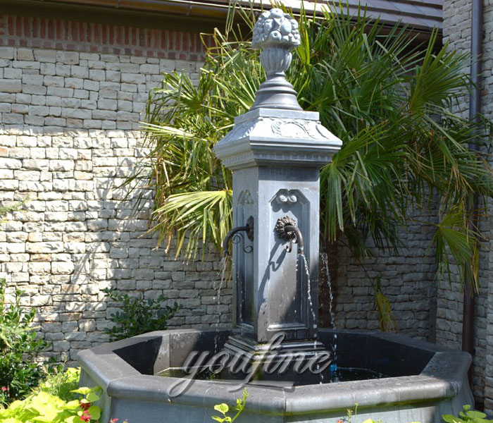Outdoor antique marble column water fountain for yard on sale