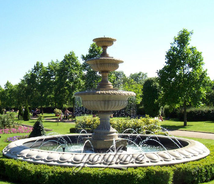 Outdoor antique stone marble park water tiered fountain for sale