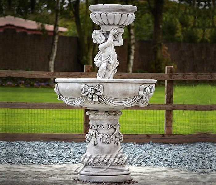 Outdoor small antique tiered little angel water fountains for home garden