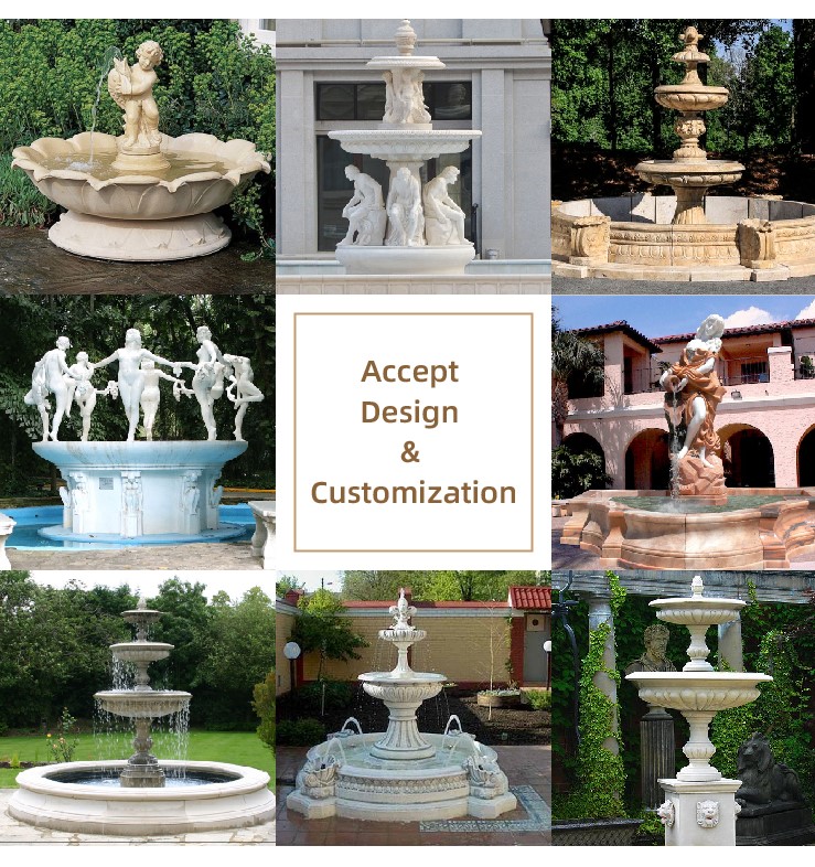 Hand Carved Outdoor Natural Stone Garden Fountains 