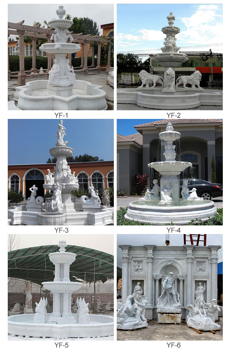 Outdoor decoration large white marble Neptune fountain decoration (9)