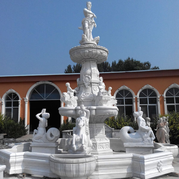 OUTDOOR LARGE WHITE MARBLE SEA GOD FOUNTAIN DECORATION FOR SALE