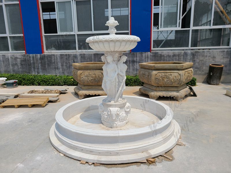 Beautiful Natural Stone Carved Marble Lady Water Fountain Garden Decoration for Sale Details