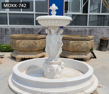 Beautiful Natural Stone Carved Marble Lady Water Fountain Garden Decoration for Sale MOKK-742