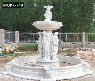 Custom Outdoor Marble Water Fountain with Figure Design Details