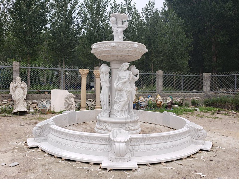 Custom Outdoor Marble Water Fountain with Figure Design Supplier MOKK-740
