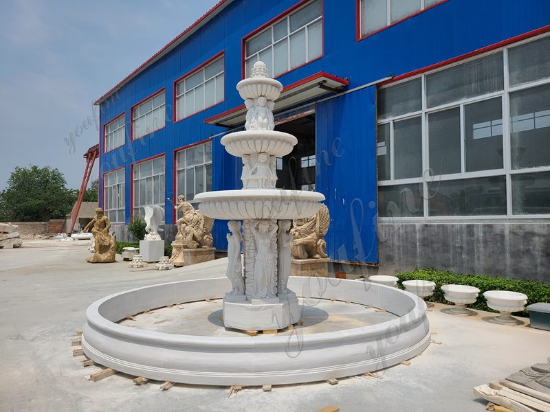 3-Tiered Large Outdoor Marble Lady Fountain with Child Design for Sale Details