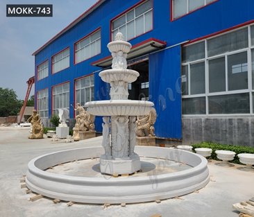 3-Tiered Large Outdoor Marble Lady Fountain with Child Design for Sale MOKK-743