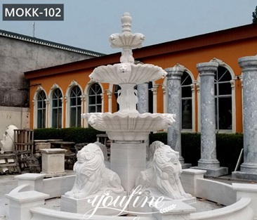 Large Outdoor Tiered Marble Lion Water Fountain for Sale MOKK-102