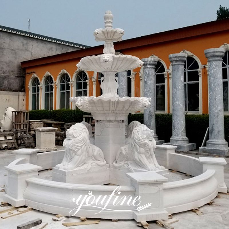 Large Outdoor Tiered Marble Lion Water Fountain for Sale MOKK-102 Details