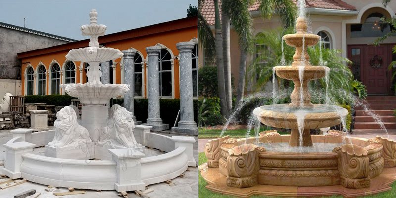 Tiered Large Outdoor Marble Lady Fountain with Child Design for Sale More Designs