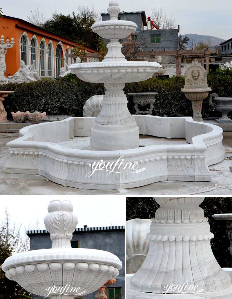 Outdoor Carved White Marble Small Water Fountain Home Decor for Sale MOKK-95 Details