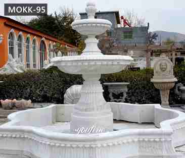 Outdoor pure white marble garden fountain small 2 tiered water fountain for backyard decor for sale--MOKK-95_