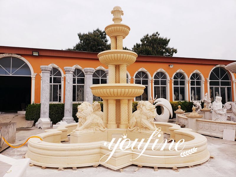 Three Tiered Antique Marble Lion Fountain for Sale