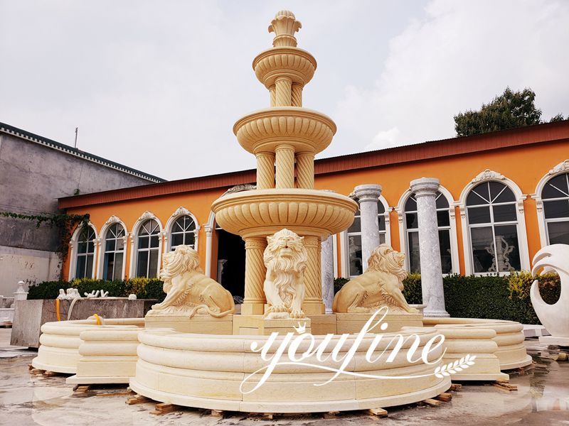 Three Tiered Antique Marble Lion Fountain for Sale