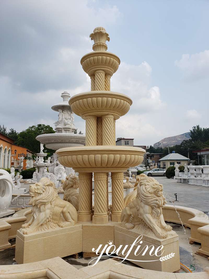 Three Tiered Antique Marble Lion Fountain for Sale
