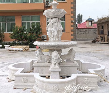 Outdoor Tiered White Marble Fountain for Garden for Sale MOKK-878