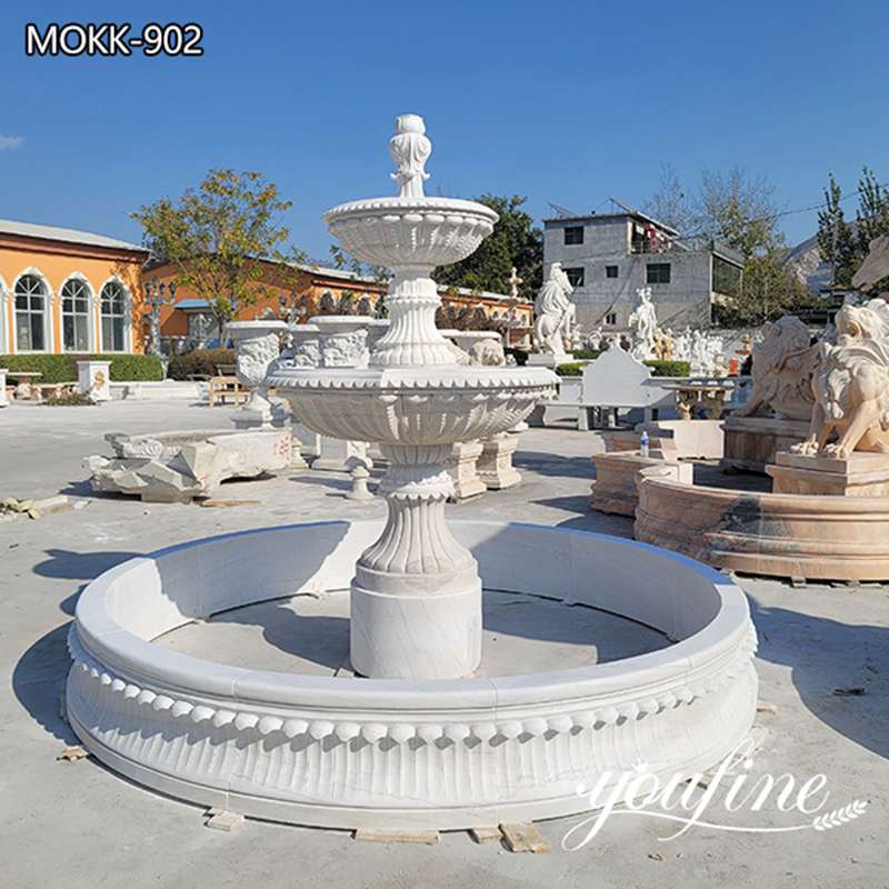 Hand Carved White Marble Fountain Garden Decor Factory Supply MOKK-902 (1)