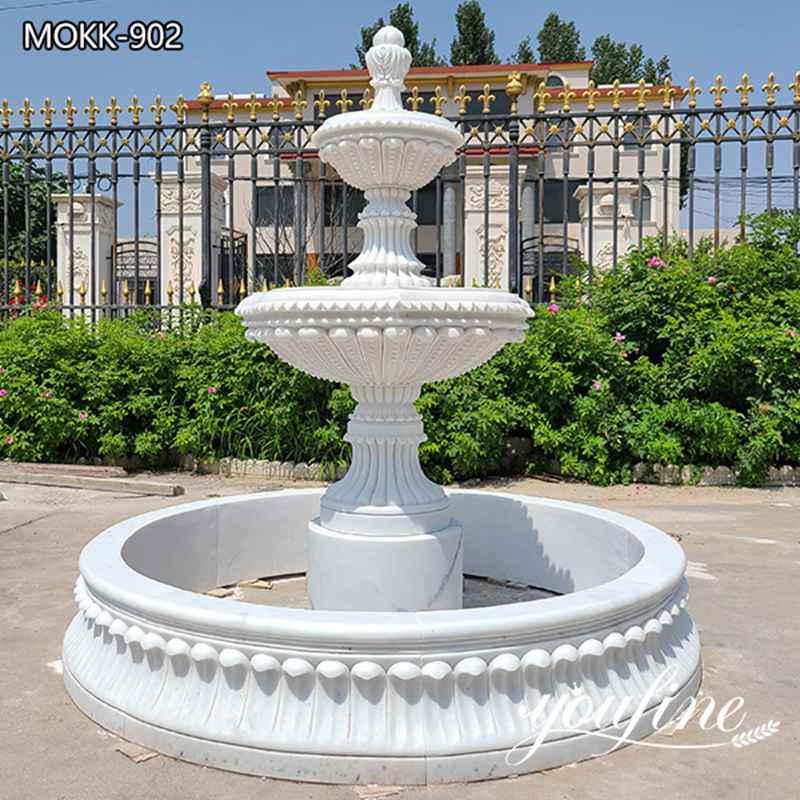 Hand Carved White Marble Fountain Garden Decor Factory Supply MOKK-902 (2)