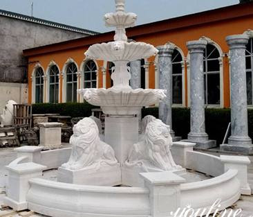 Medium Size Marble Lion Fountain for Garden Decor for Sale MOKK-102_