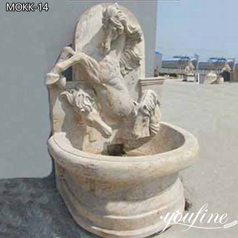 Outdoor Marble Wall Fountain with Horse Design Supplier MOKK-14