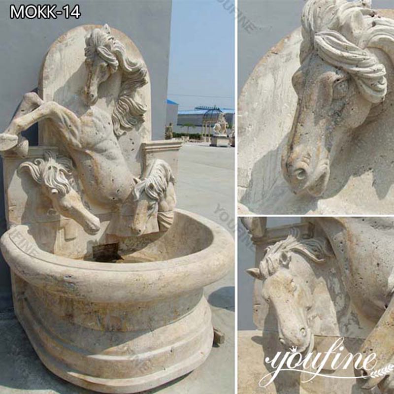 Outdoor Marble Wall Fountain with Horse Design Supplier MOKK-14