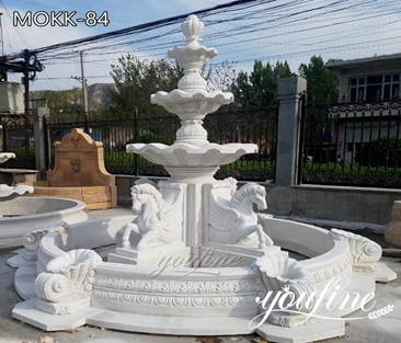 White Marble Horse Water Fountain Outdoor Decor Supplier MOKK-84