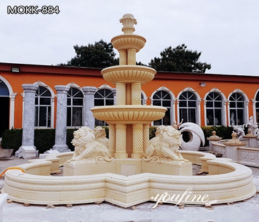 Large Tiered Marble Lion Fountain Garden Decor Supplier MOKK-884