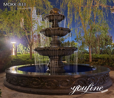Tiered Black Marble Fountain Outdoor Decor Supplier MOKK-833