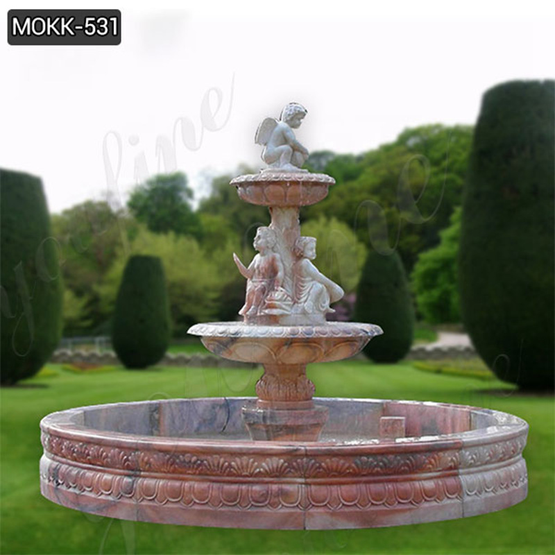 Colorful Marble Water Fountain with Baby Statues Garden Decor MOKK-531