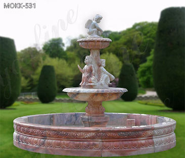 Colorful Marble Water Fountain with Baby Statues Garden Decor MOKK-531_副本
