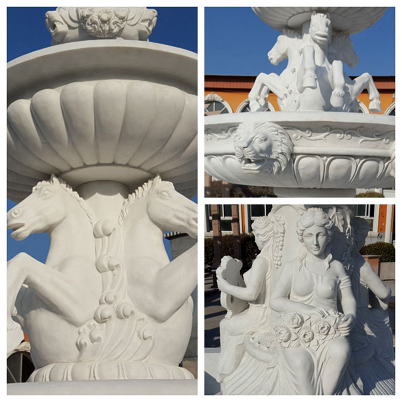 white marble water fountain -YouFine Sculpture