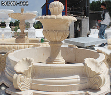 Hand Carved Yellow Marble Water Fountain Garden Ornament Supplier MOKK-588