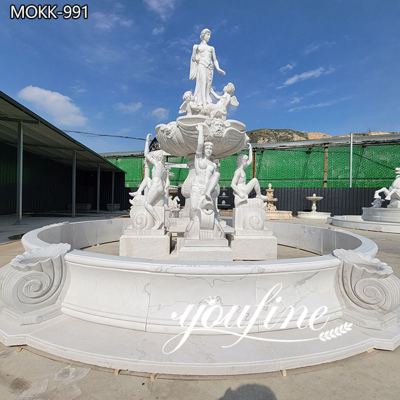 white marble water fountain -YouFine Sculpture