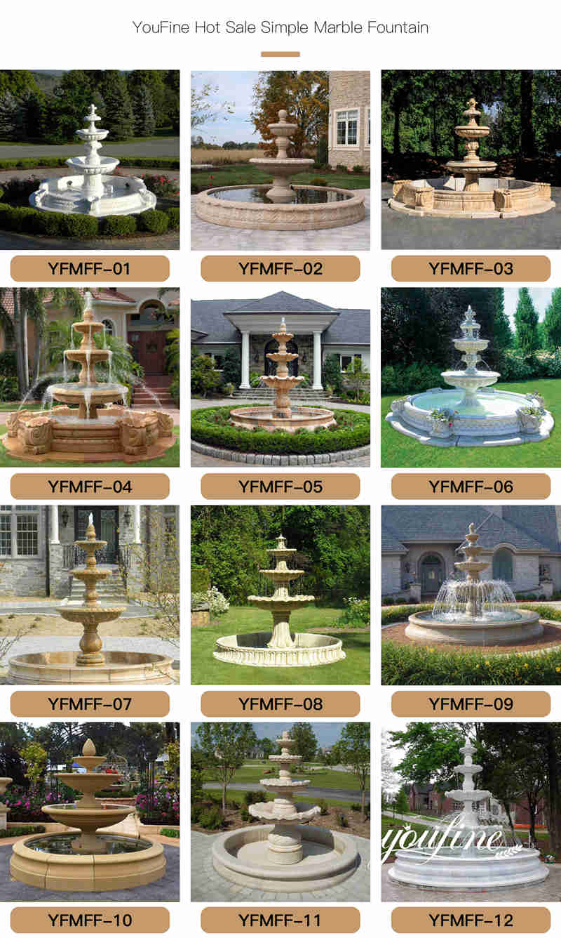 3 tier water fountain with lights -YouFine Sculpture