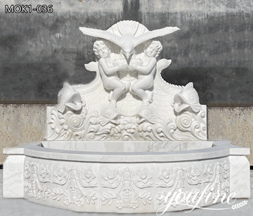 White Marble Wall Fountain Garden Decor for Sale MOK1-036