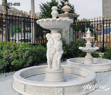 White Marble Water Fountain with Children Statue New Design MOK1-018