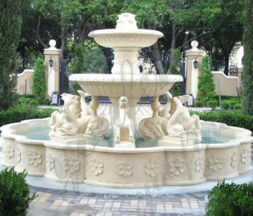 Beige Marble Statue Fountain for Outdoor Supplier MOK1-047