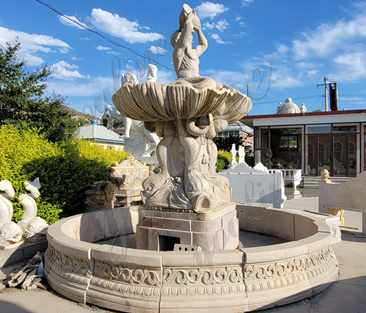 Beige Marble Statue Water Fountain Garden Decor for Sale MOK1-045