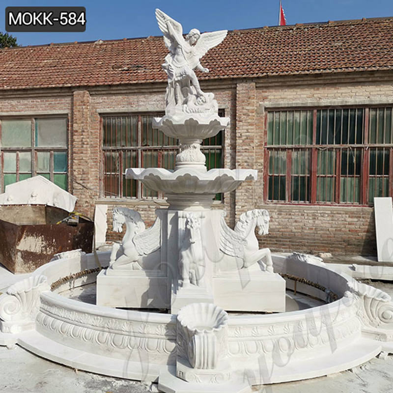 Large White Marble Statuary Fountain Outdoor Decor Supplier MOKK-584