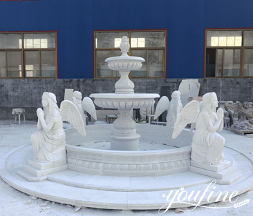 White Marble Statue Fountain With Angel Statue for Garden Supplier MOK1-057