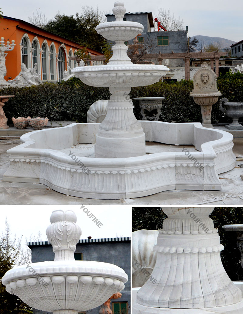 Marble Fountain with Basin Details